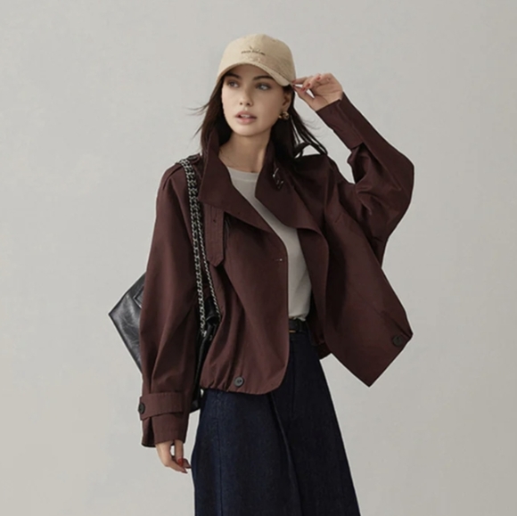 NWT Commense Burgundy Trench Coat - Picture 2 of 12